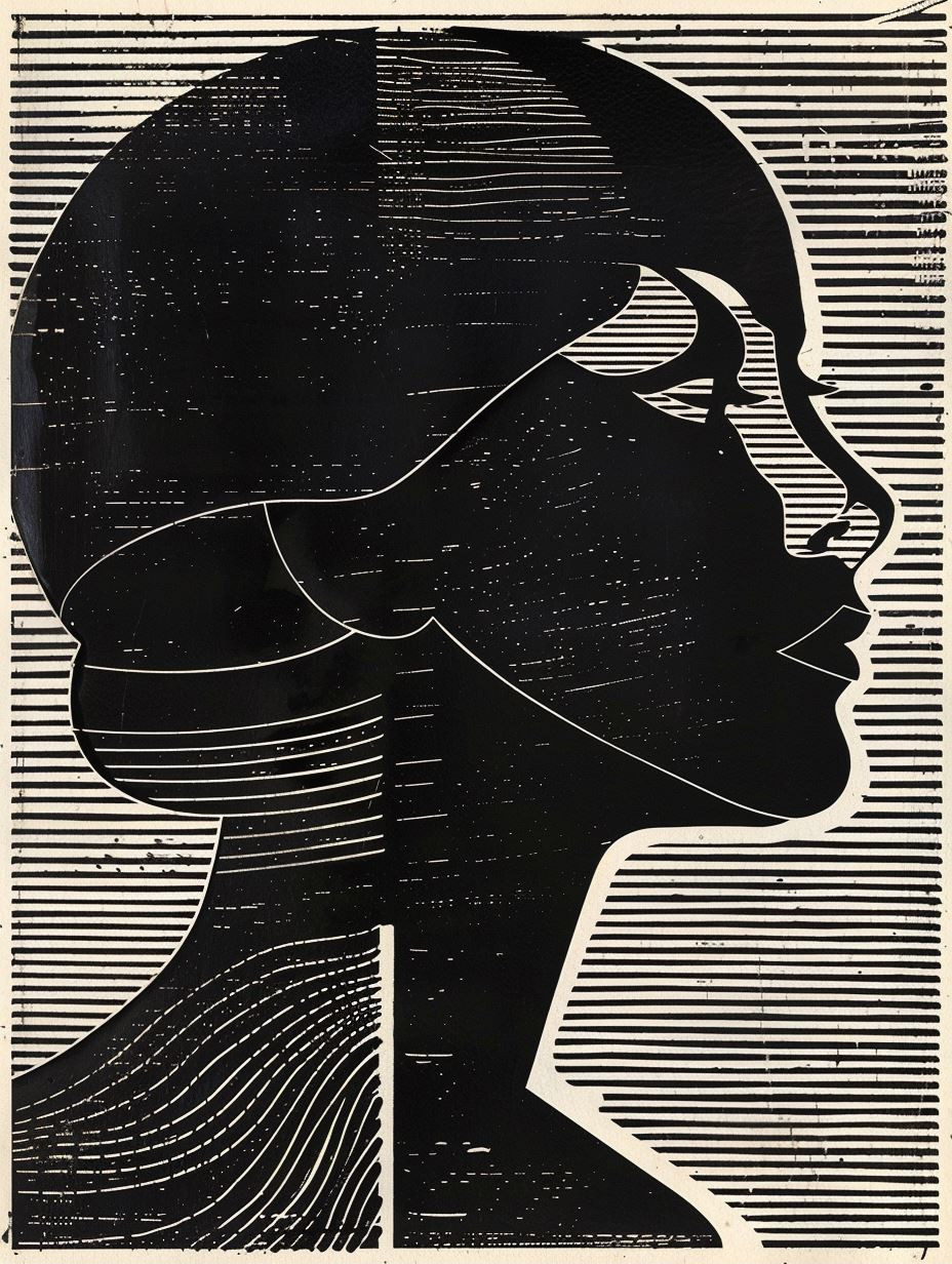 Linear Noir Silhouette Portrait - Image 1