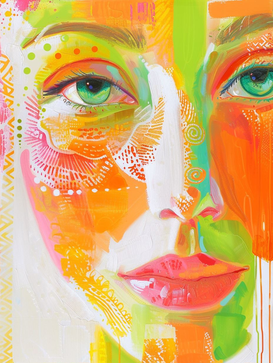 Vibrant Floral Impressionist Portrait - Image 2
