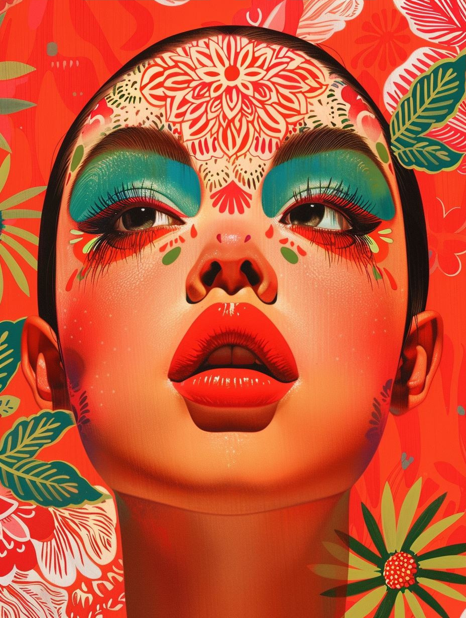 Crimson Masked Ethereal Portrait - Image 3
