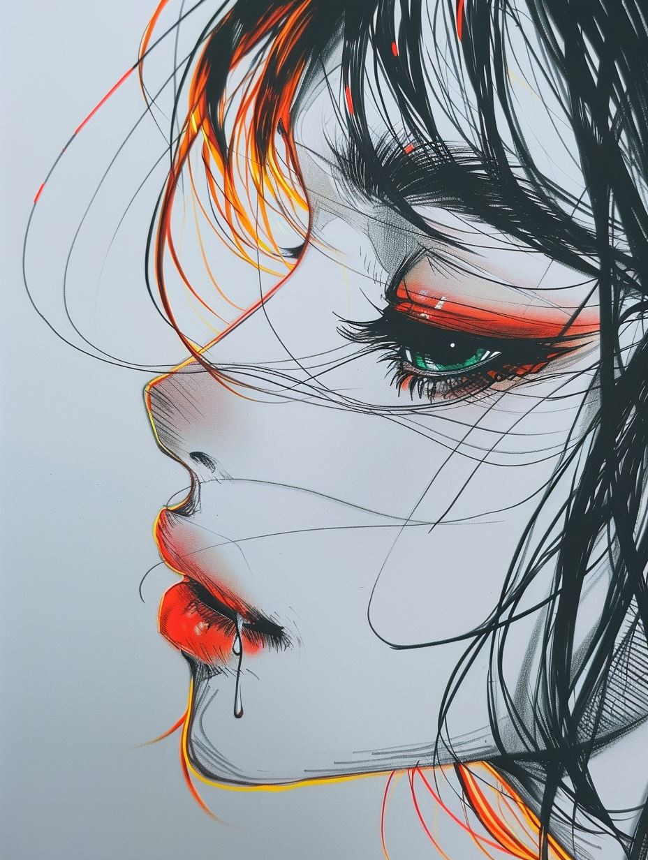 Melancholic Ink Manga Portrait - Image 2