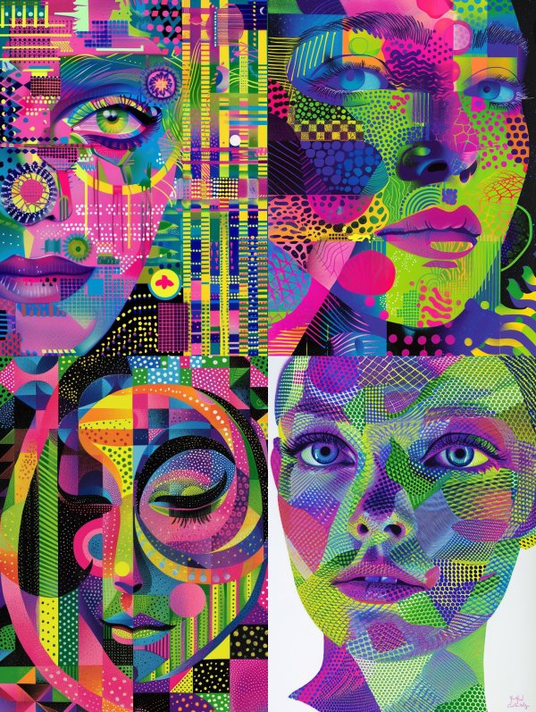 Vibrant Neon Geometric Portraits