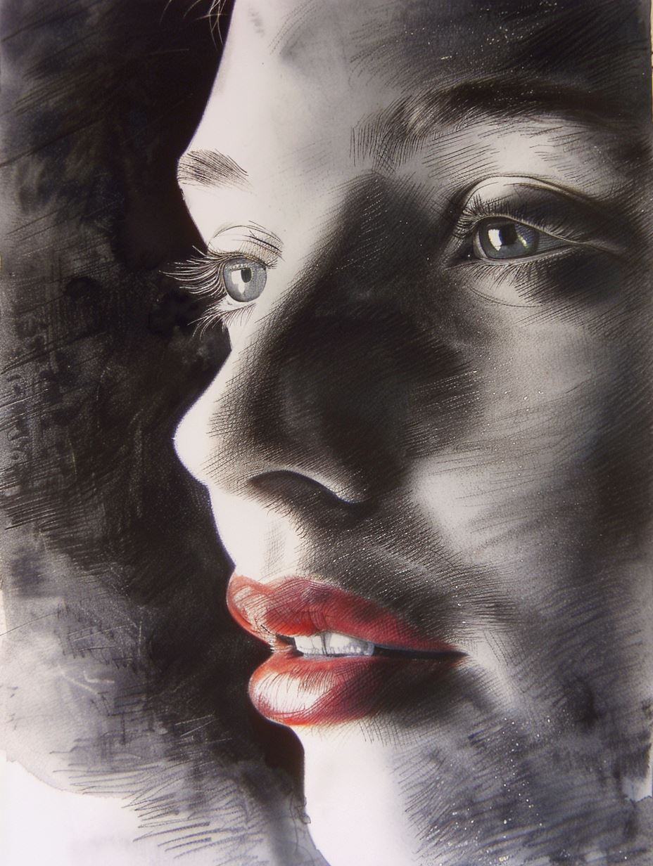 Dramatic Charcoal Portrait Study - Image 3