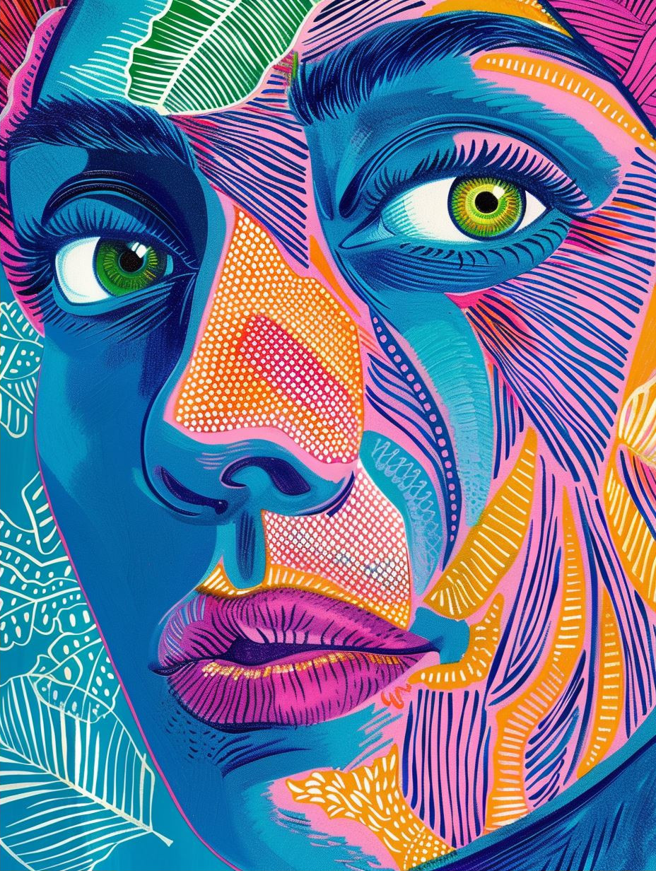 Vibrant Neon Prism Portrait - Image 2