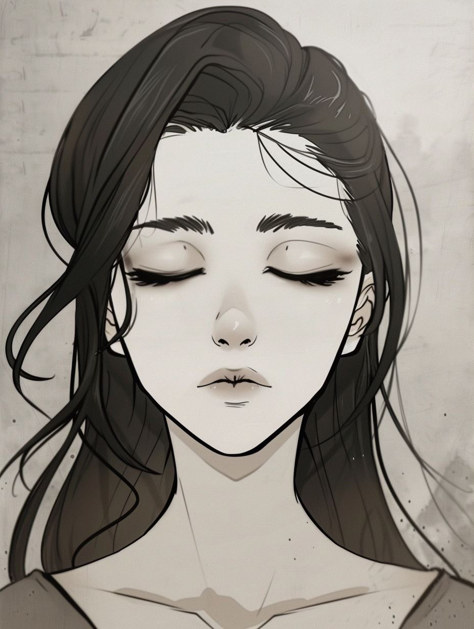 Melancholic Ink Wash Portraits - Image 3
