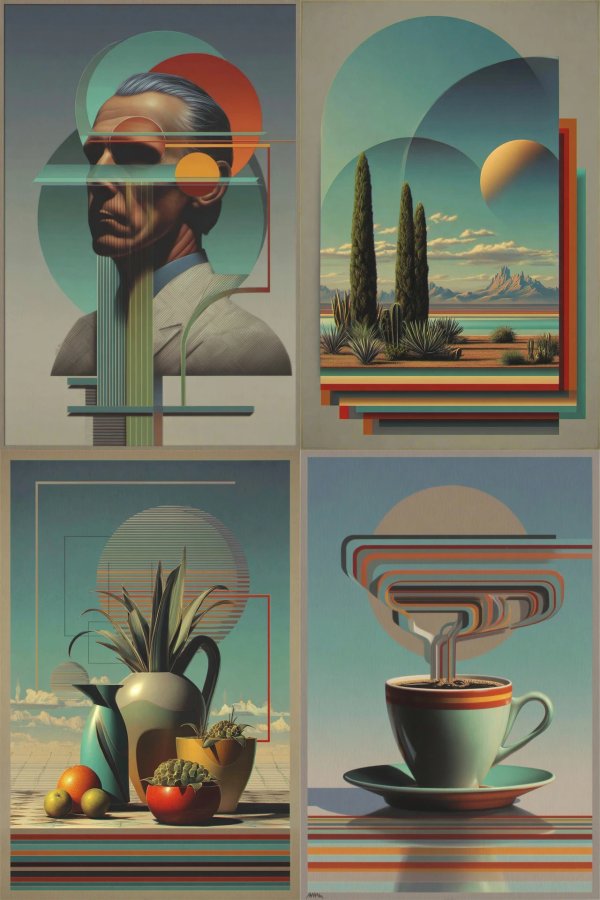Geometric Surrealism Quadriptych