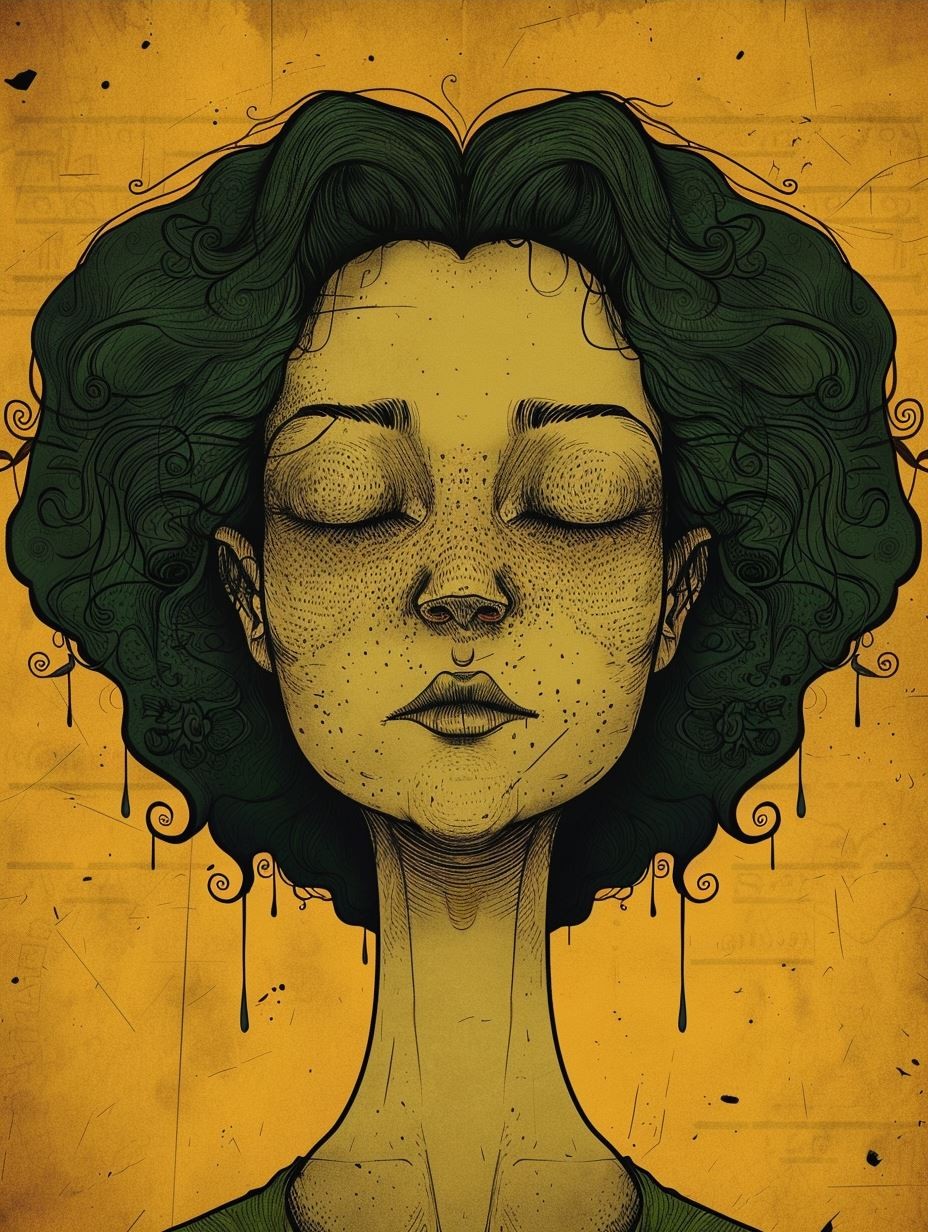 Melancholy Gaze of Olive Hues - Image 3