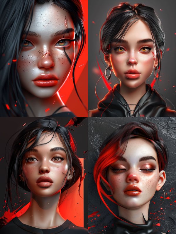 Crimson Glow Cyberpunk Portraits
