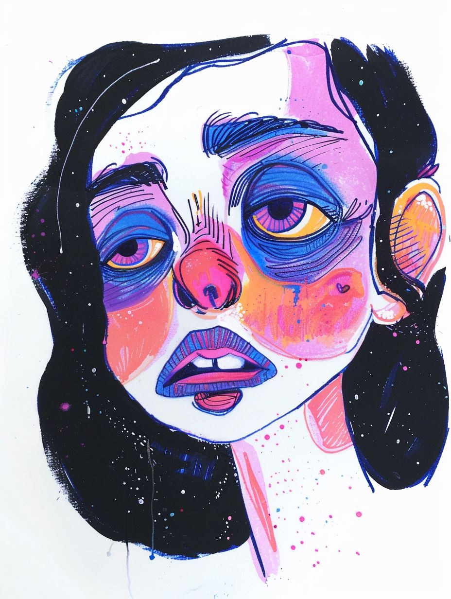 Vibrant Surrealist Portraits in Neon Hues - Image 1