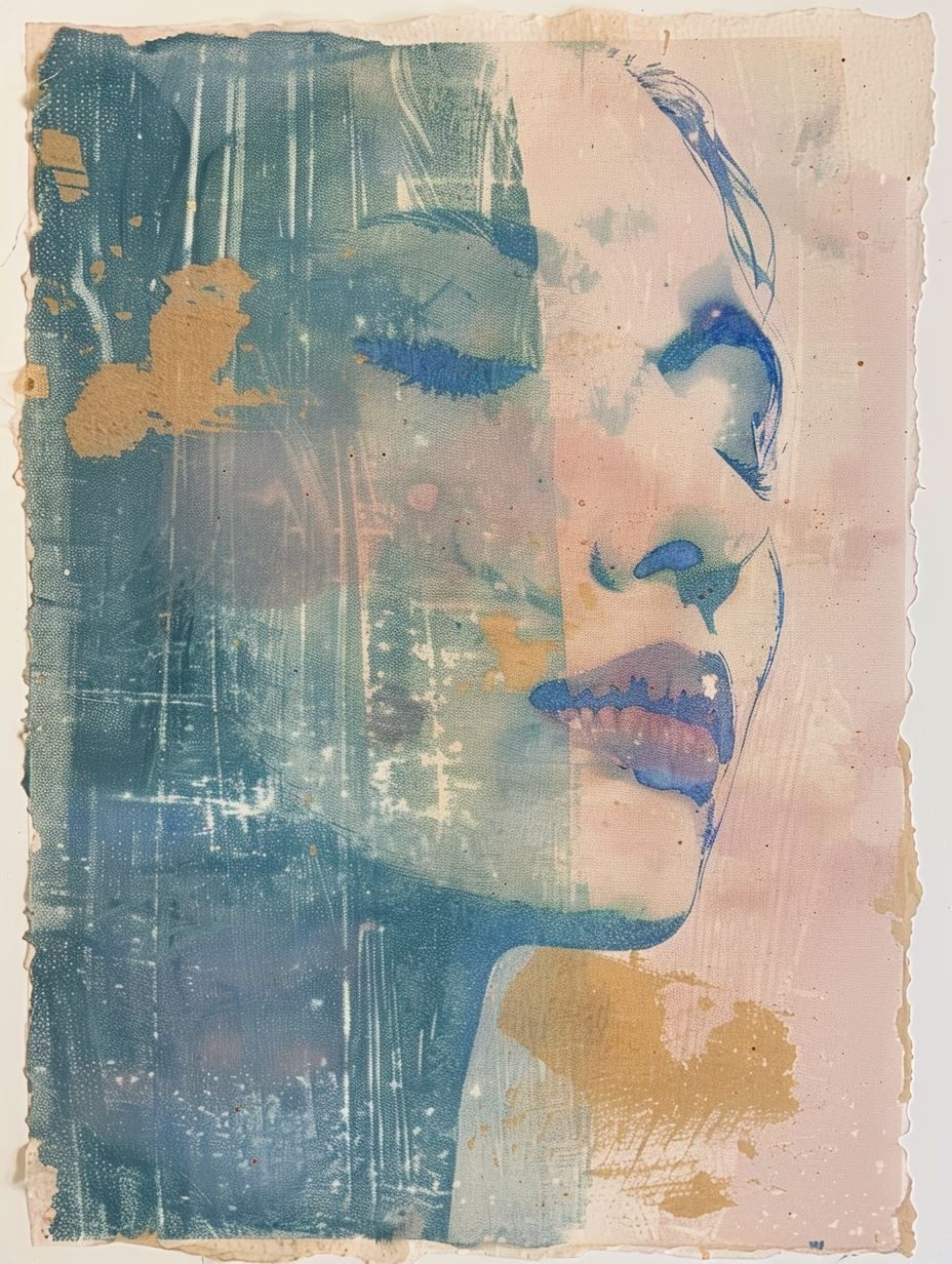 Ethereal Bloom Mixed Media Portrait - Image 4