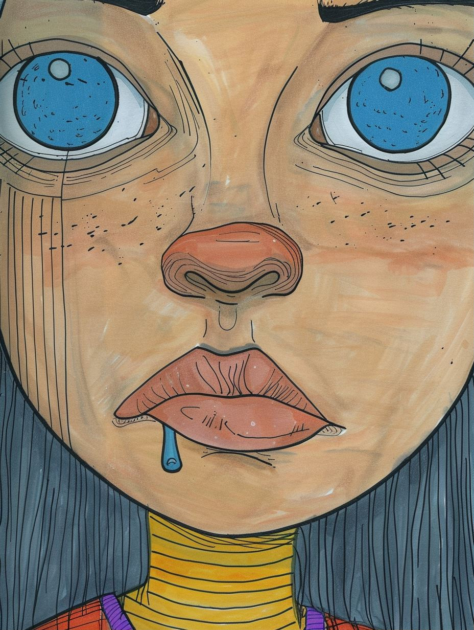 Melancholy Gazes in Ink and Color - Image 1