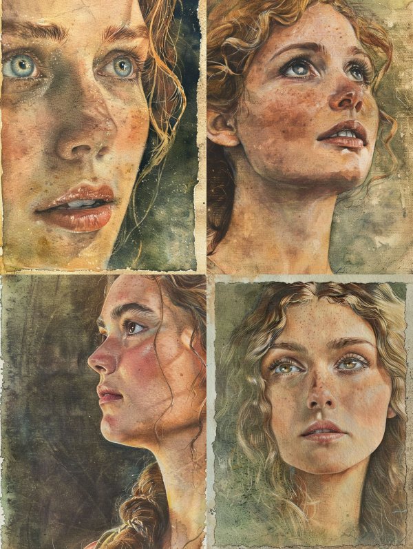 Ethereal Gazes in Watercolor