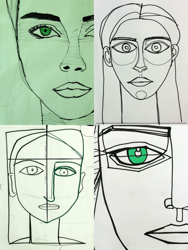 Abstract Cubist Line Art Portraits