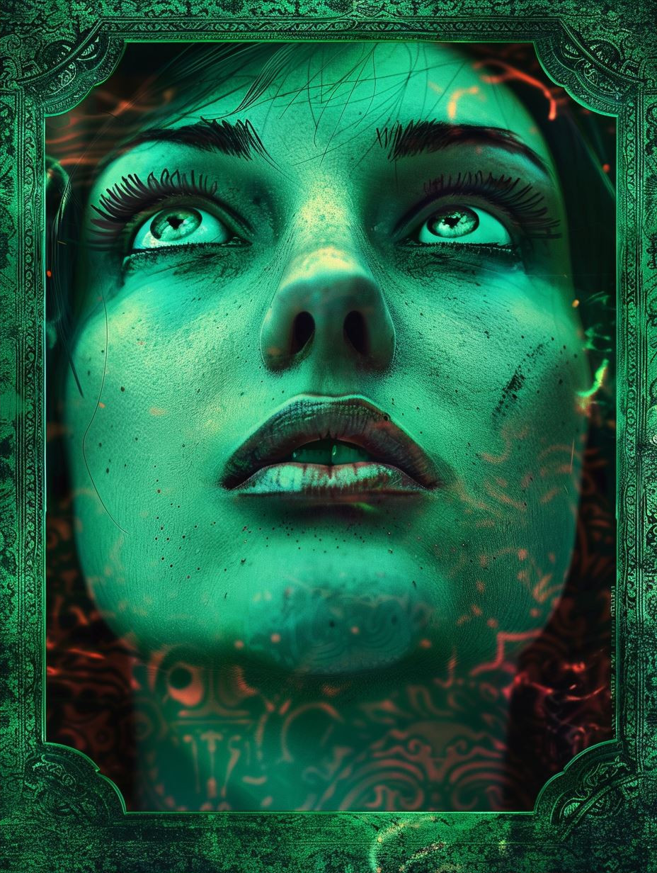Emerald Mysticism Floral Portrait - Image 2