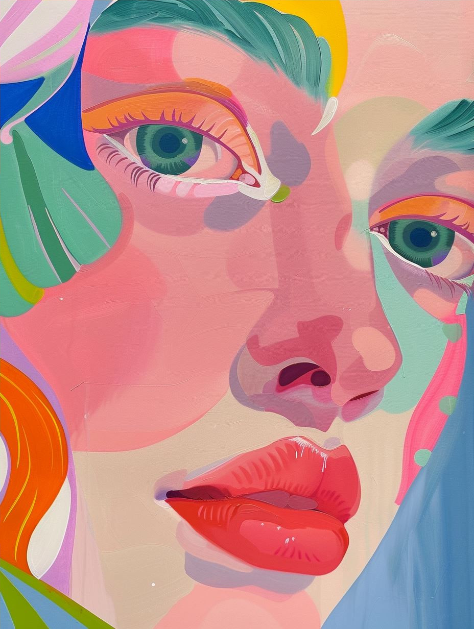 Vibrant Surrealist Pastel Portrait - Image 4