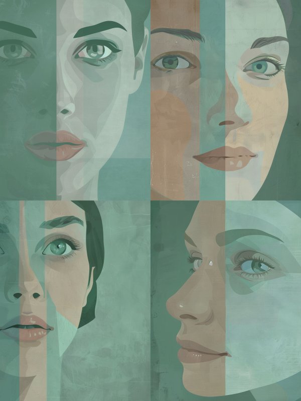 Fragmented Portraits of Quiet Reflection