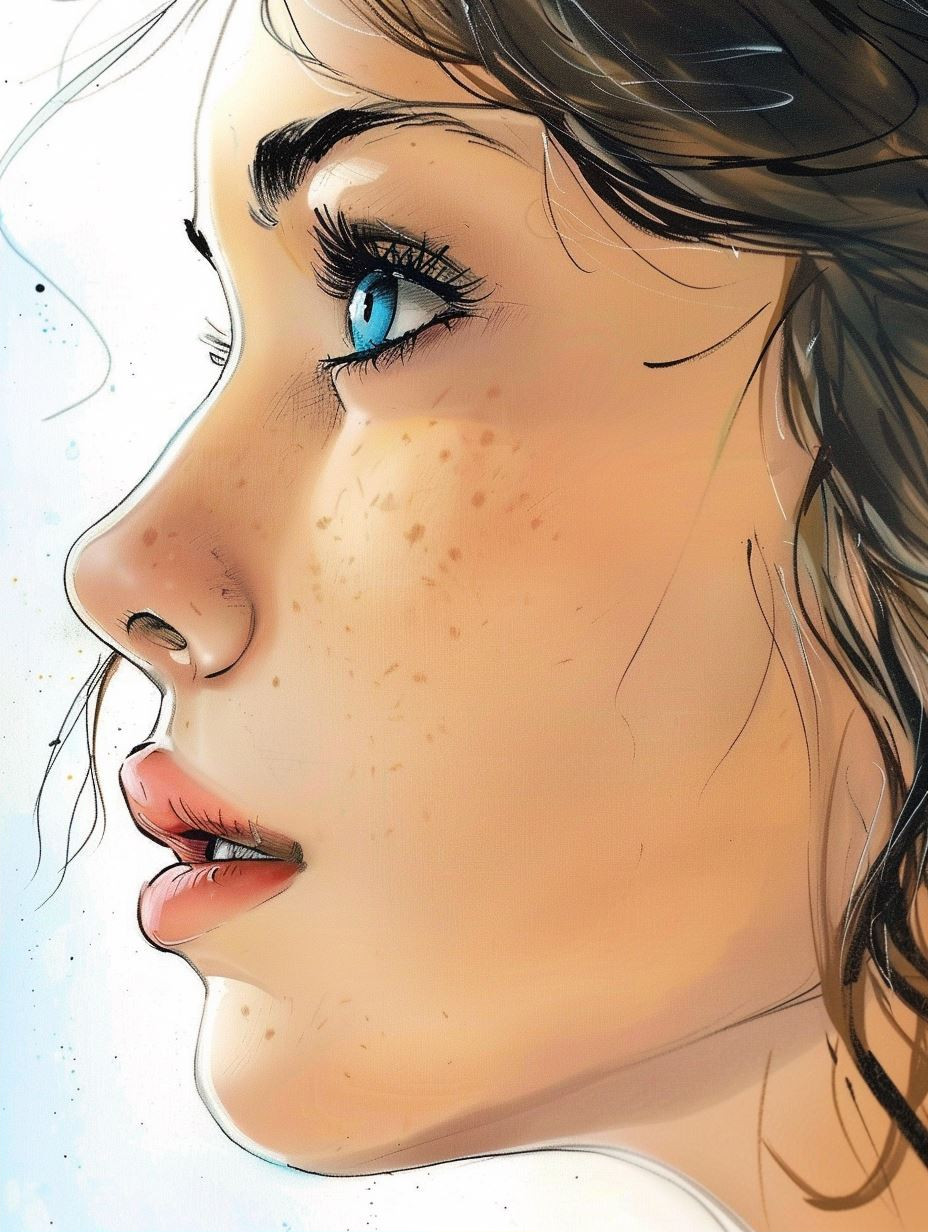 Azure Gaze: Digital Portrait Studies - Image 2