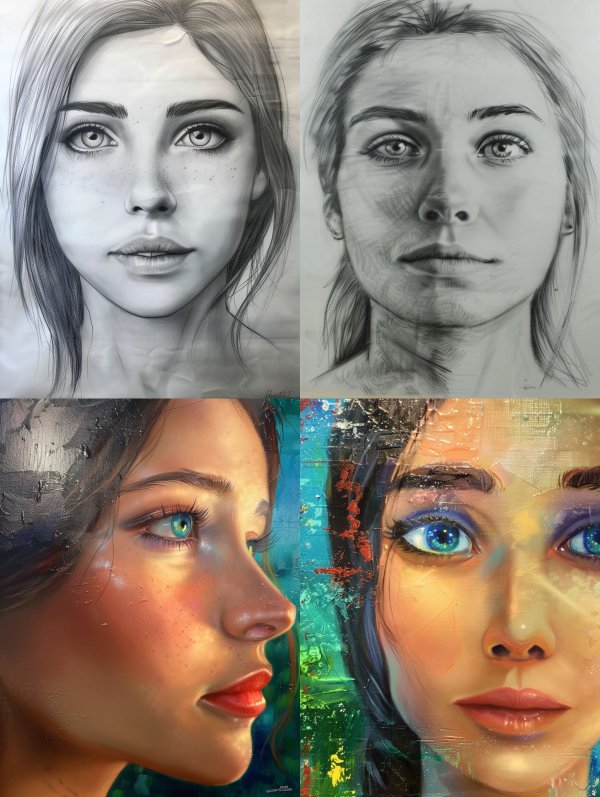 Evolution of a Portrait: Sketch to Color