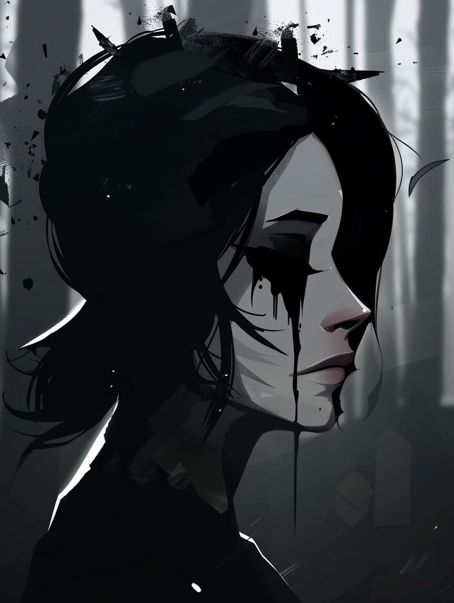 Crimson Gaze in Monochrome Shadow - Image 4