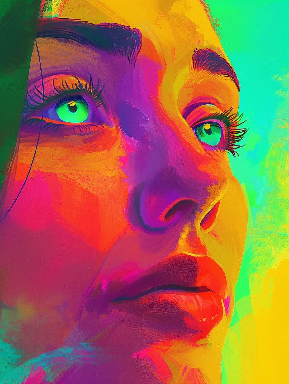 Neon Dreams: A Quad-Panel Portrait - Image 3