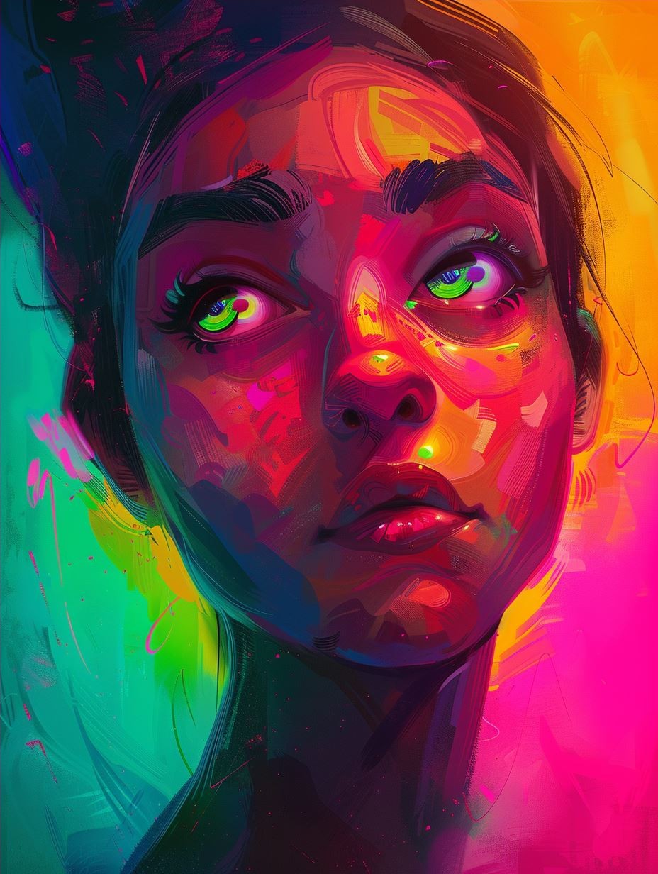 Neon Dreams: Vibrant Digital Portraits - Image 4