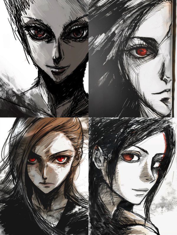Dark Sketch Crimson Gaze