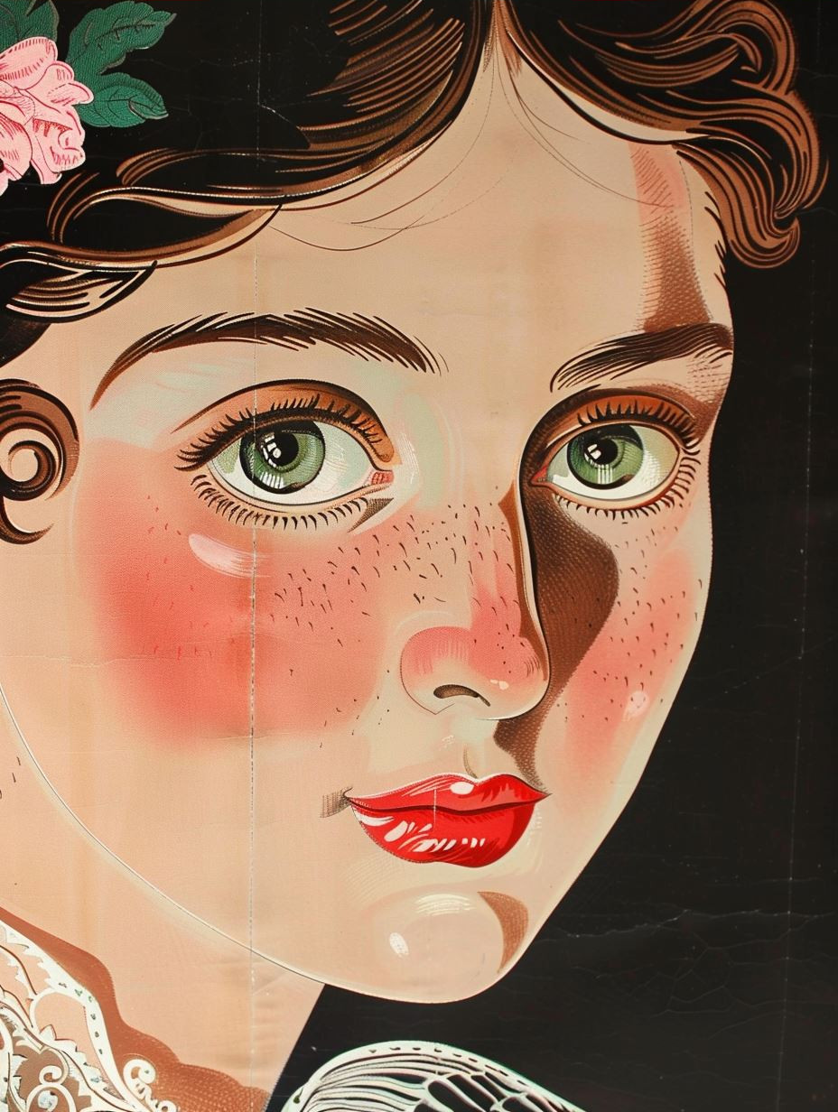 Vintage Pop Art Floral Portrait - Image 3