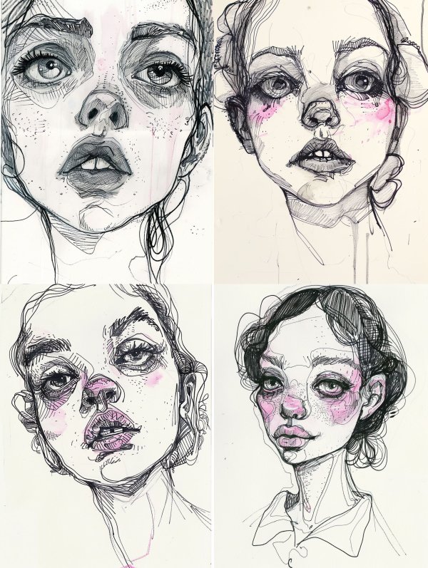 Ethereal Ink and Blush Portraits