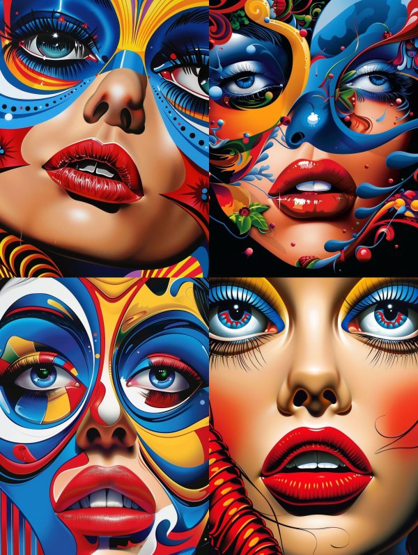 Vibrant Surrealist Facial Art