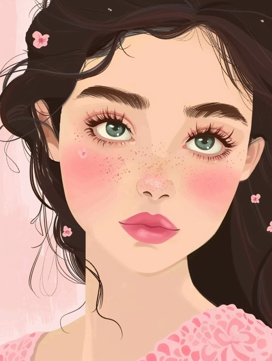 Serene Pink Dream Portrait - Image 3