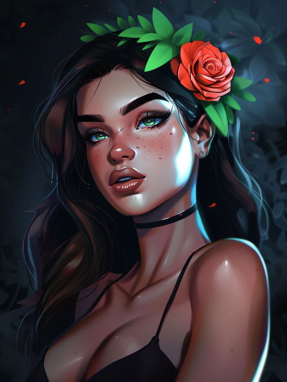 Mystic Shadows and Floral Grace - Image 1