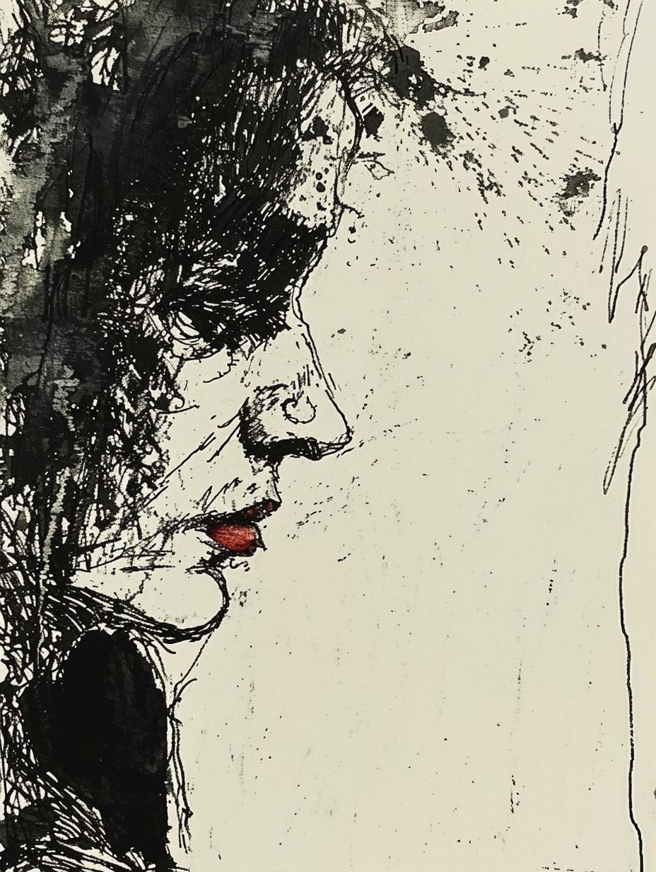 Ink Splatter Noir Portrait