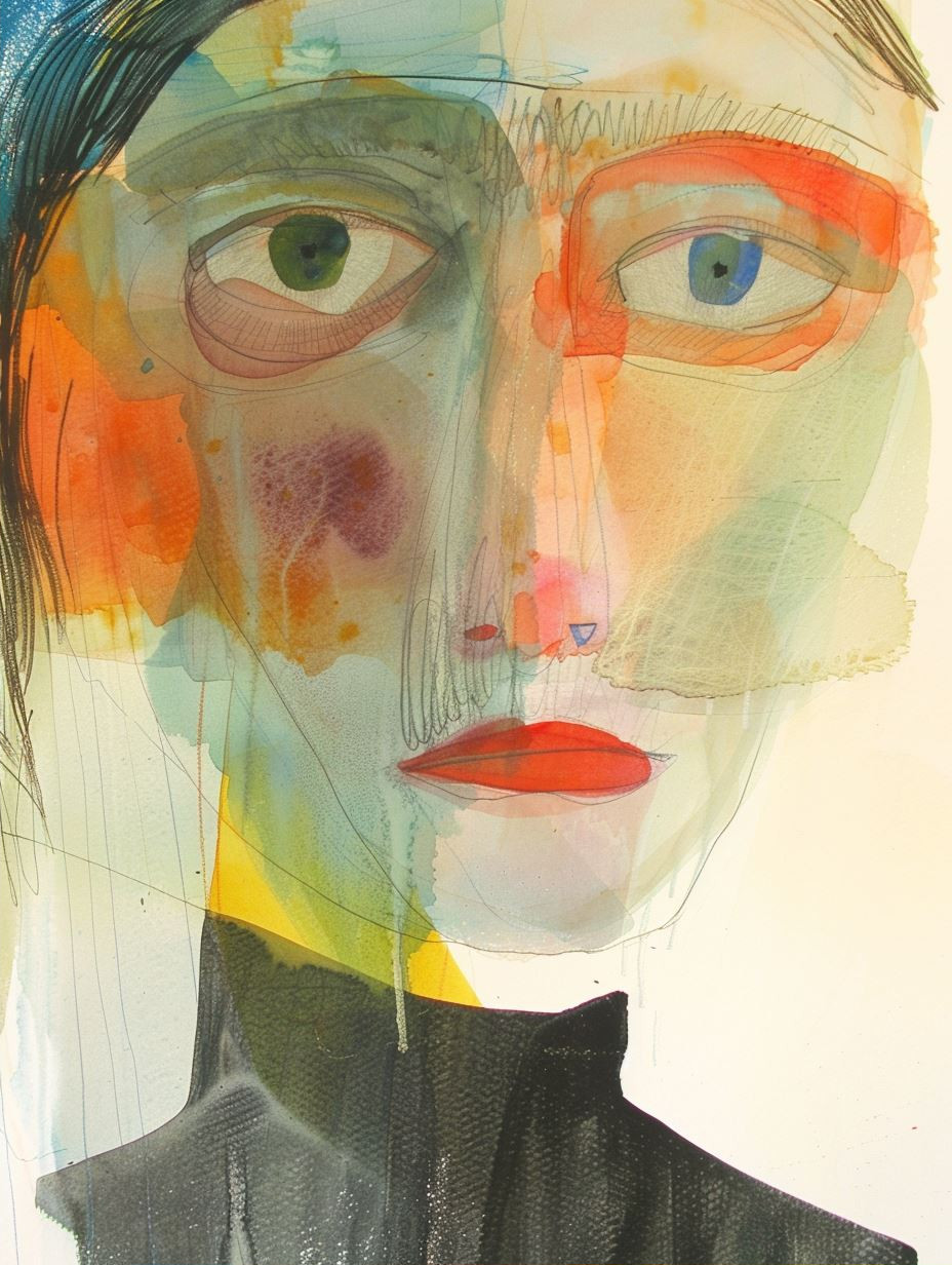 Abstract Fragmented Watercolor Portraits - Image 2