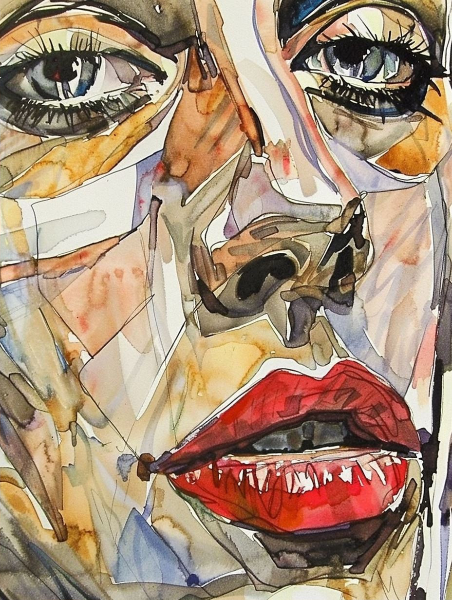 Fragmented Beauty: A Study in Watercolor - Image 2