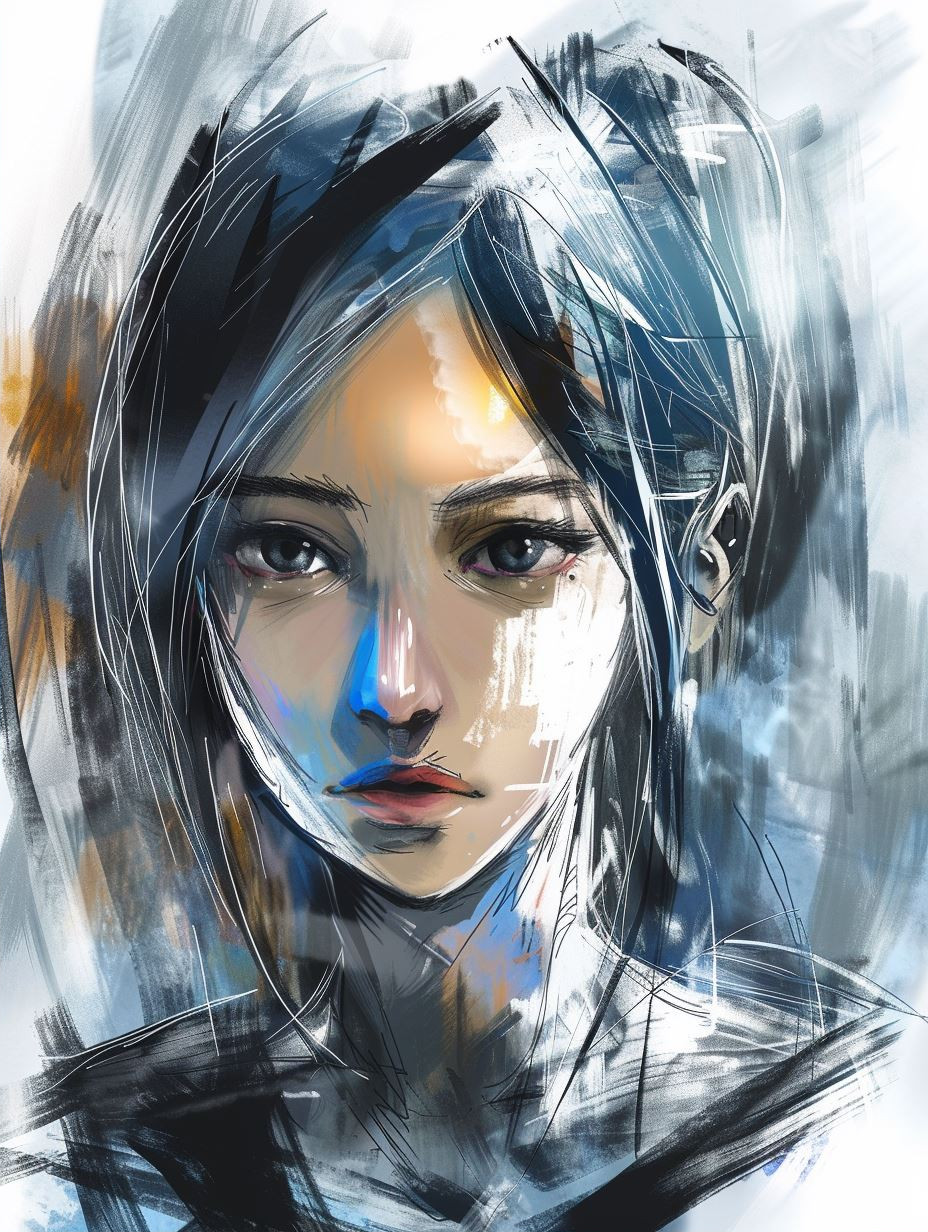 Ethereal Blue Digital Portraits - Image 2