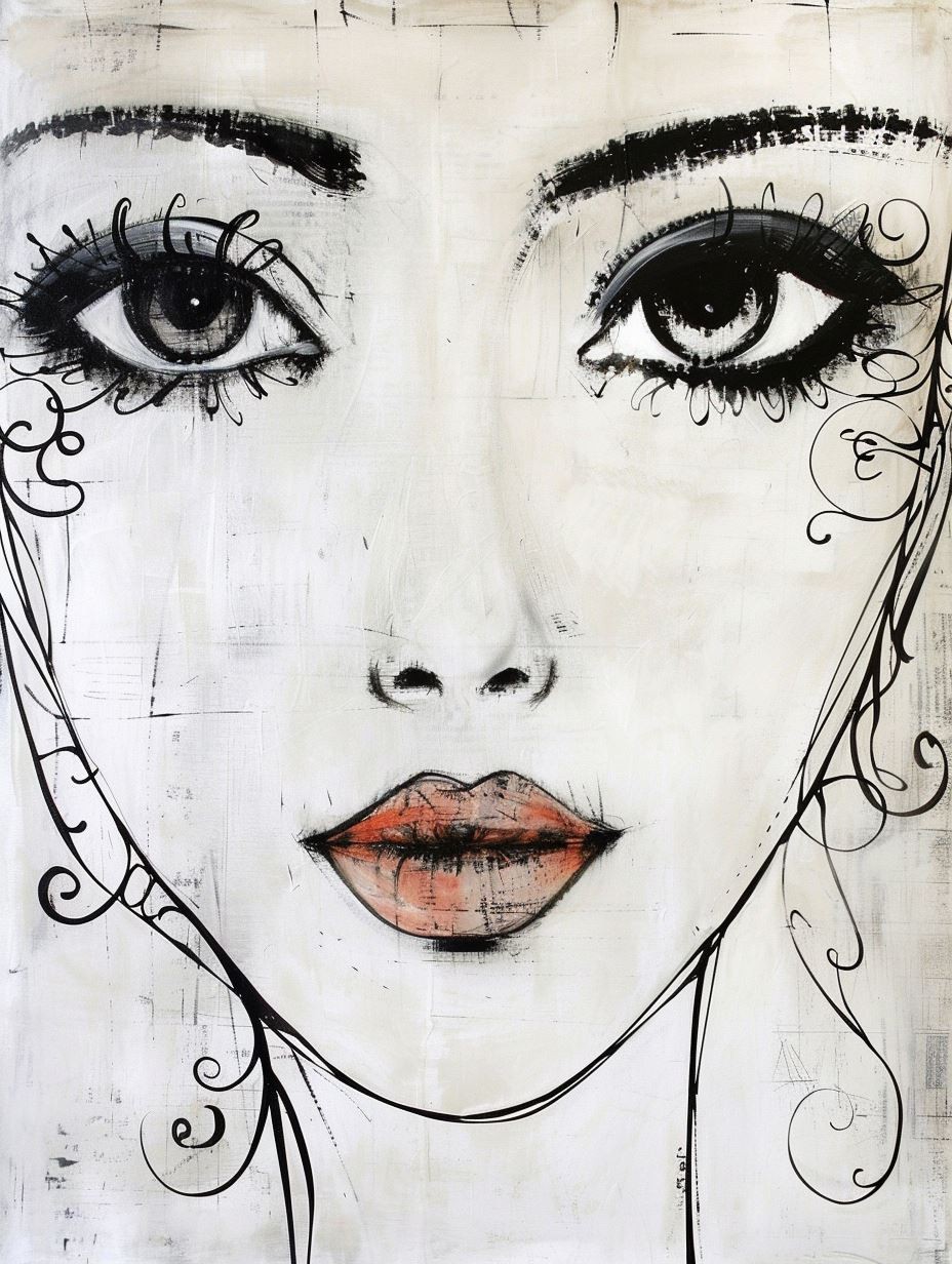 Ethereal Ink and Pastel Portrait - Image 1