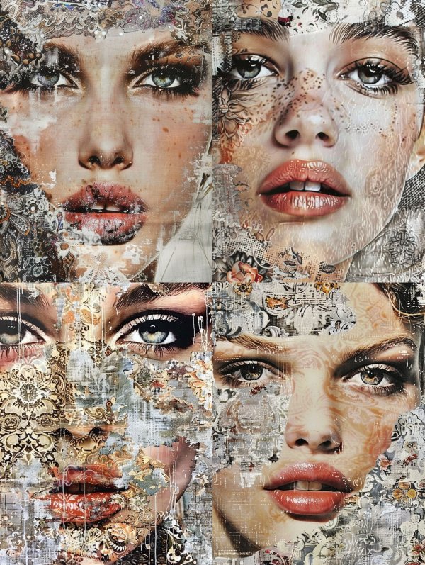 Fragmented Beauty in Mixed Media