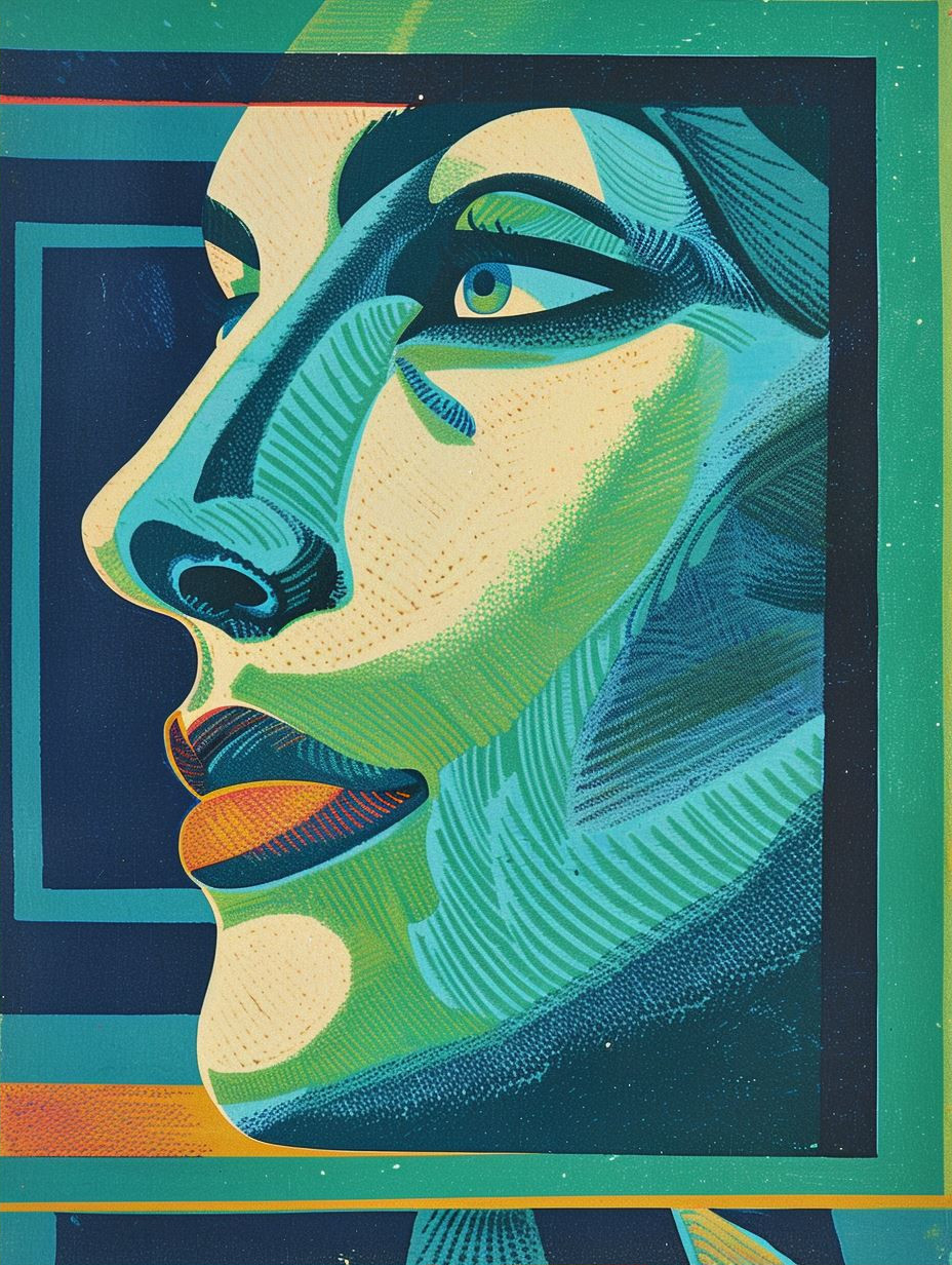 Neon Verdant Geometric Portrait - Image 2