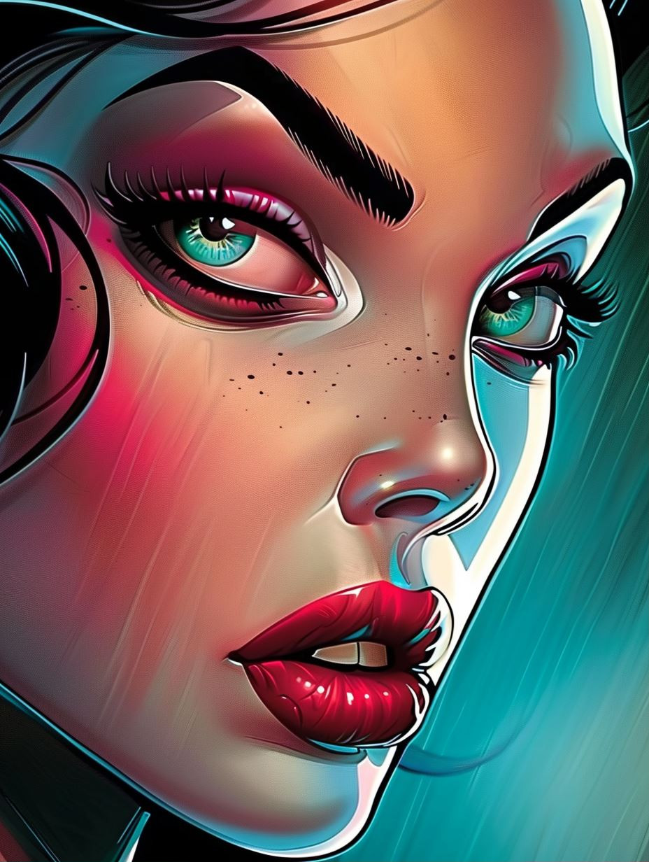 Crimson Lips and Azure Gazes - Image 1