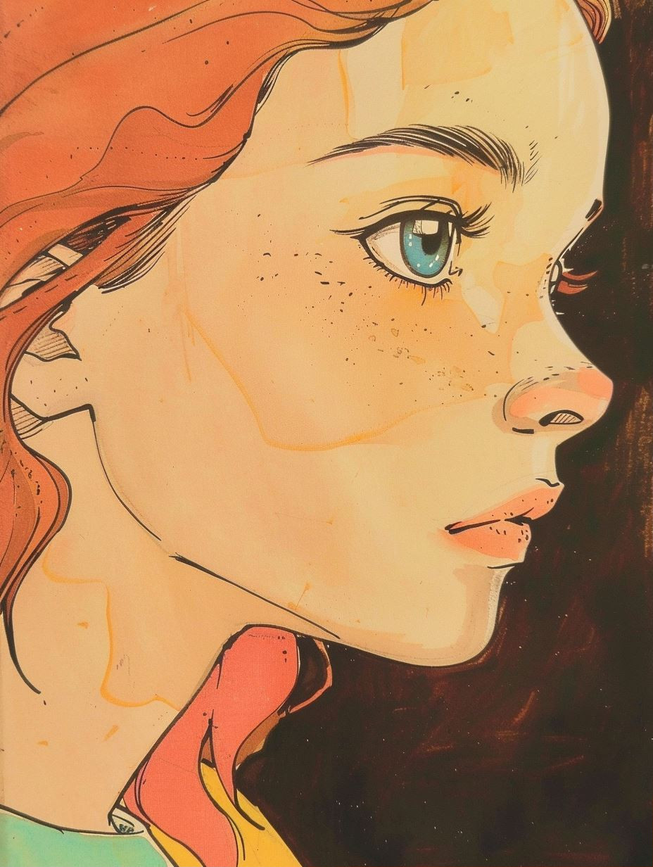 Vintage Anime Watercolor Portraits - Image 1
