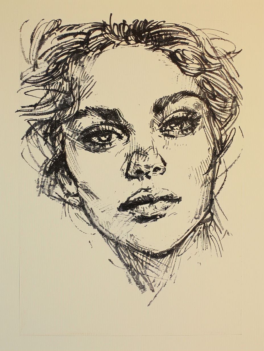 Expressions of Grace: Ink Portrait Studies - Image 1