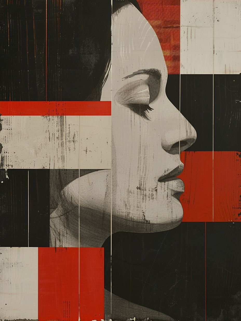 Fragmented Crimson Portrait Study - Image 4