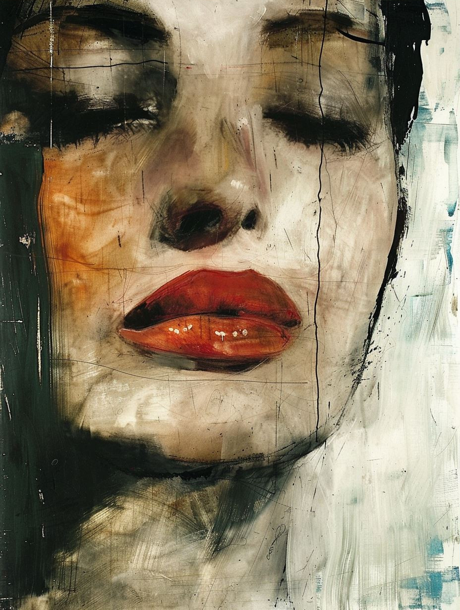 Fragmented Gazes in Abstract Oil - Image 3