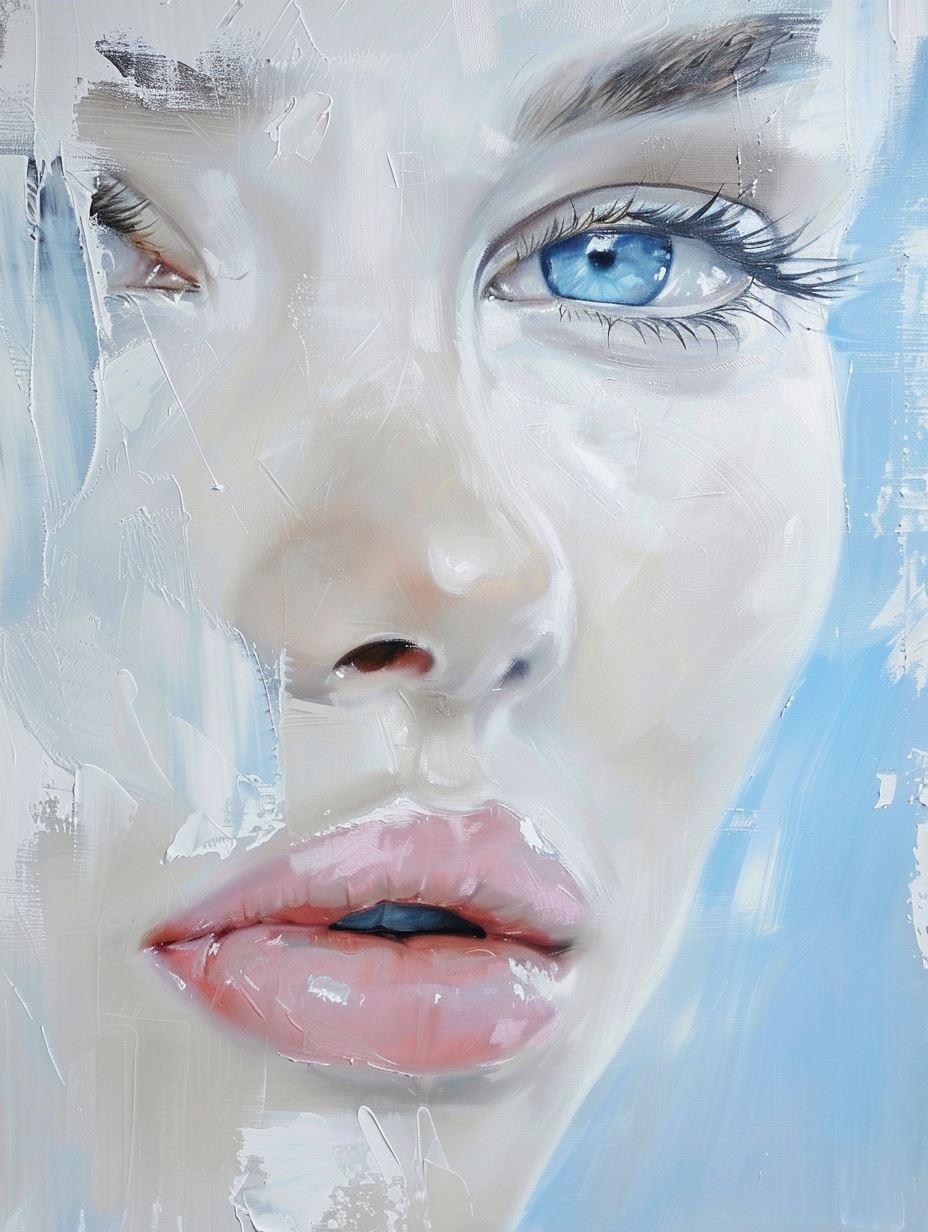 Ethereal Blue Oil Portrait - Image 4