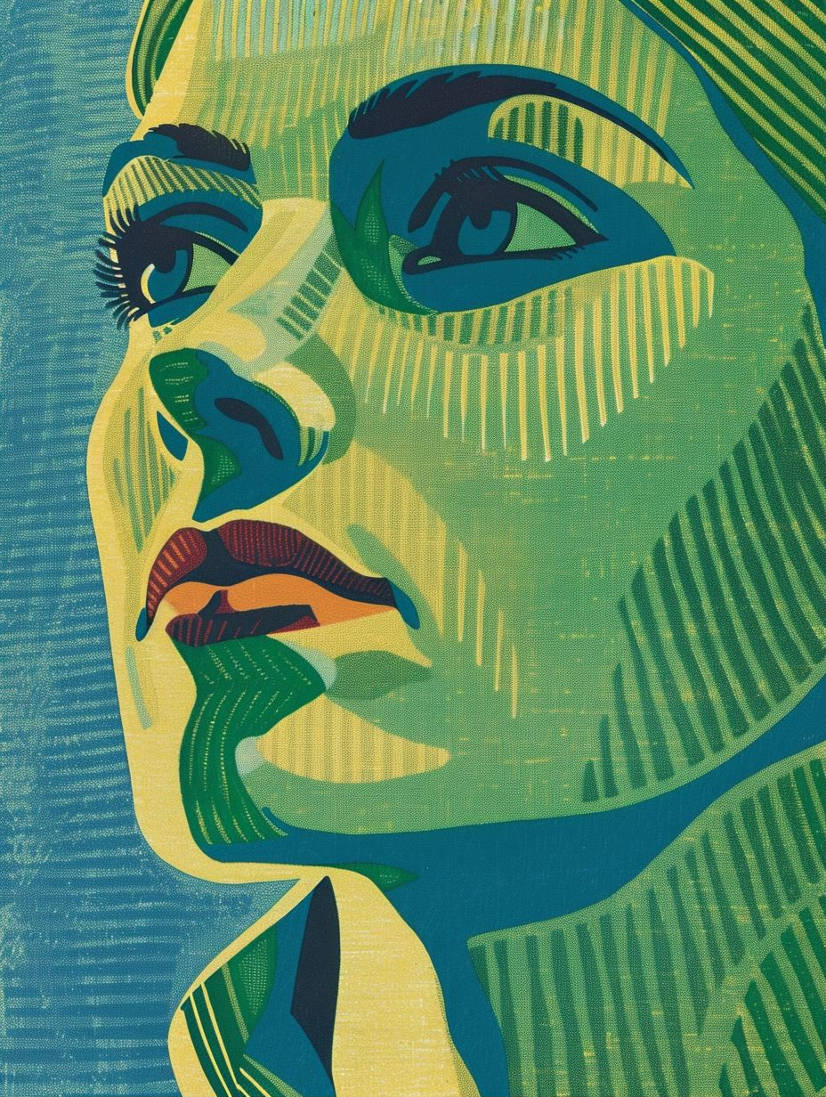 Neon Verdant Geometric Portrait