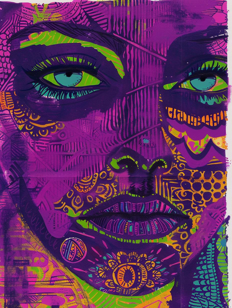 Vibrant Psychedelic Portrait Collage - Image 1