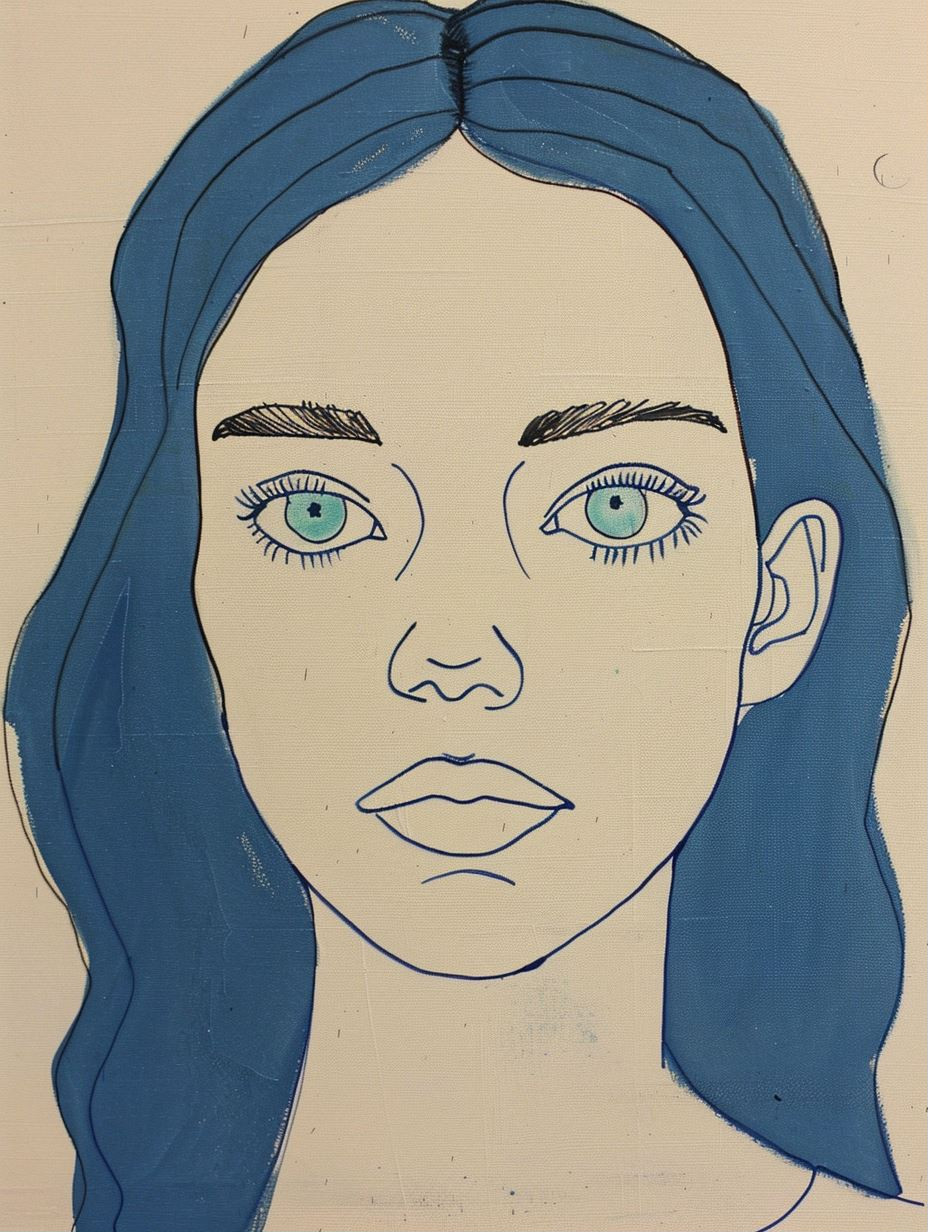 Abstract Blue Portrait Study - Image 1