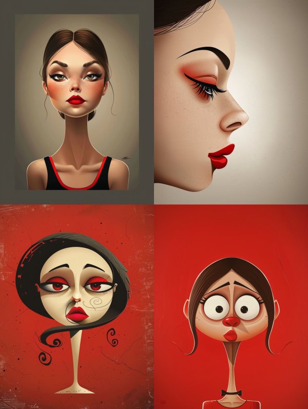 Stylized Female Portraits in Four Artistic Styles
