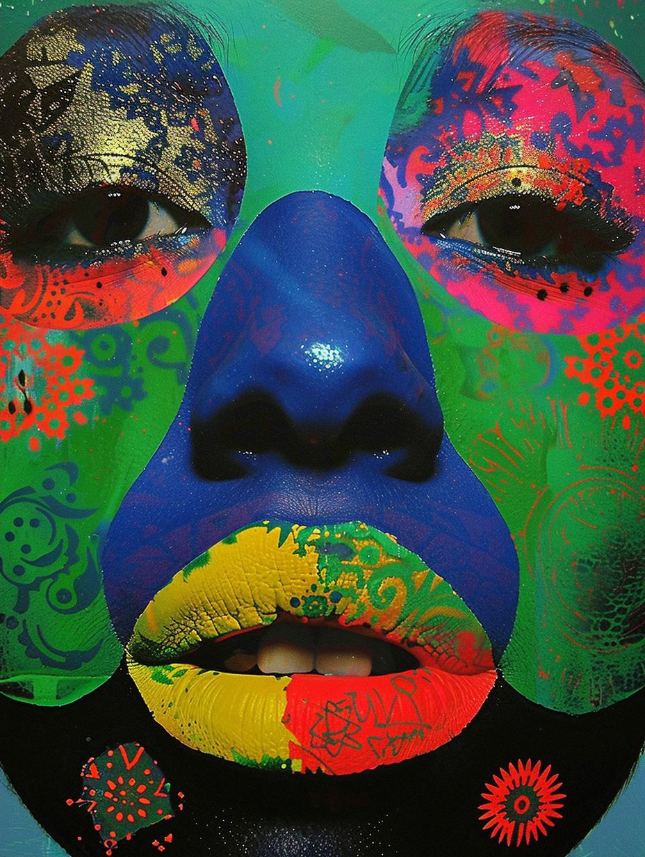 Vibrant Surrealist Face Art - Image 2