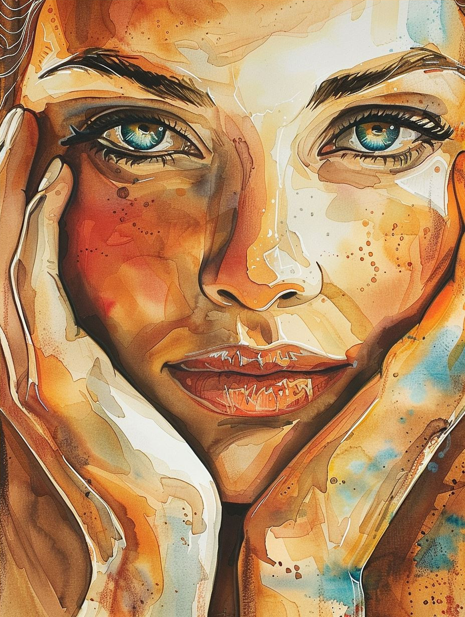 Golden Hour Watercolor Portrait - Image 4