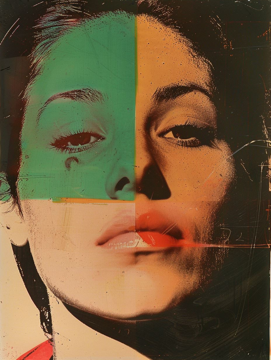 Fragmented Gazes in Neon Hue - Image 3